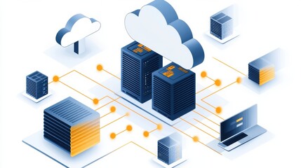 Poster - Seamless Digital Data Ecosystem   Advanced Cloud Computing and Server Network Infrastructure Concept