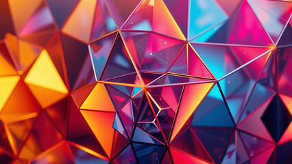 Poster - Colorful abstract geometric triangle pattern with light and texture design