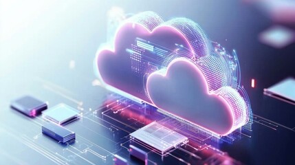 Poster - Bright Glowing Cloud Computing and Networking Technology Concept