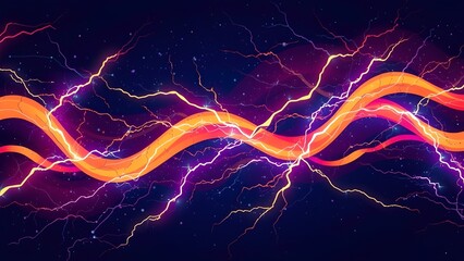 Poster - Glowing Abstract Fractal Design with Electric Energy and Motion