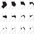 © Zubada - Set of women panties, underwear types string, thong, tanga, bikini. Cheeky, hipster, classic brief, slip, retro high waist or slimming underclothing collection.