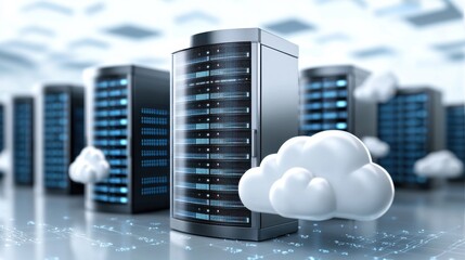 Poster - Futuristic Data Center with Cloud Computing Infrastructure in Urban Cityscape