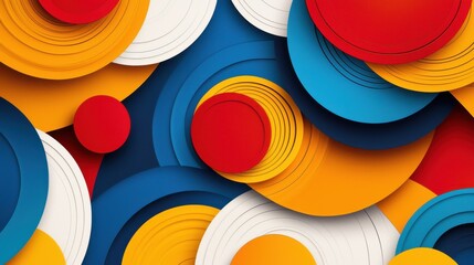 Poster - Vibrant Geometric Shapes Overlapping Colorful Abstract Composition