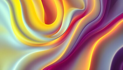 Poster - Yellow abstract background with overlapping wavy line shapes. Abstract yellow and white wave pattern. Abstract orange overlapping wavy lines. Abstract 3d colorful wavy pattern with overlapping layers 