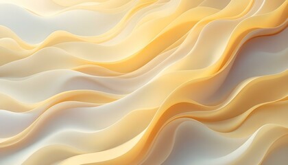 Poster - Yellow abstract background with overlapping wavy line shapes. Abstract yellow and white wave pattern. Abstract orange overlapping wavy lines. Abstract 3d colorful wavy pattern with overlapping layers 
