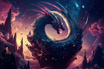 Wall Mural - exploring the enchanting dragon keep within the universe.