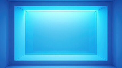 Poster - Blue Frame with transparent interior and backdrop, creating a striking visual contrast, ideal for showcasing artwork or display items in a modern setting.