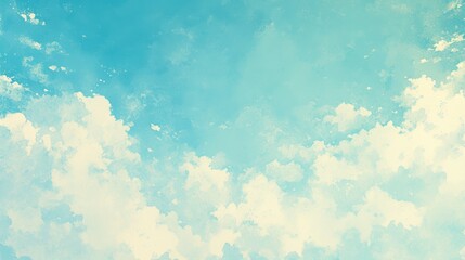 Poster - Aqua Mist, a serene blend of blue-green and white watercolor clouds, features soft abstract smoke and haze in charming blotches against a pastel backdrop.