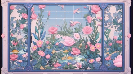 Poster - Wall-mounted frame displaying a vibrant mock-up poster, featuring an engaging design, crafted with detailed 3D illustration for an artistic touch in any space.