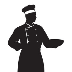 Wall Mural - Chef with a bowl in hand silhouette vector illustration