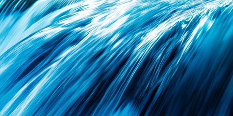 Poster - Abstract background featuring cascading water falls in shades of blue, creating a serene and visually captivating display. The abstract background enhances the tranquil atmosphere of the blue water.