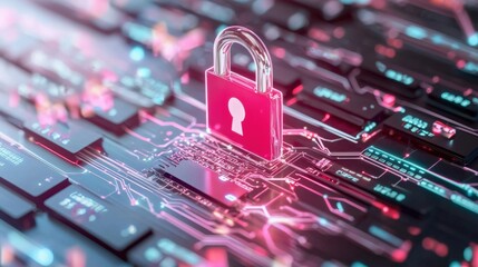 Poster - Secured digital lock with circuit board symbolic of cybersecurity and data protection