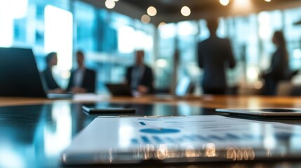 Poster - Blurred Business Meeting:  Focus on Documents