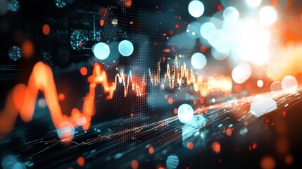Poster - Futuristic Financial Data Visualization with Vibrant Bokeh Background