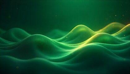 Leinwandbilder - A vibrant green abstract background design with elegant golden elements. Green abstract digital wave for backgrounds and presentations, abstract blue wave background, presentation background