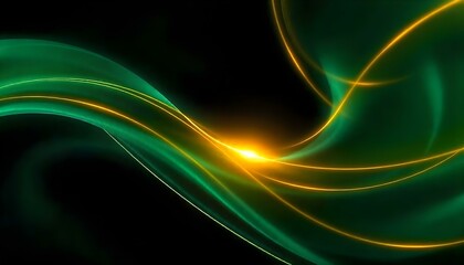 Leinwandbilder - A vibrant green abstract background design with elegant golden elements. Green abstract digital wave for backgrounds and presentations, abstract blue wave background, presentation background