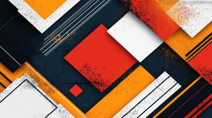 Poster - Abstract Geometric Shapes and Patterns in Vibrant Colors Forming a Modern Minimalist Composition