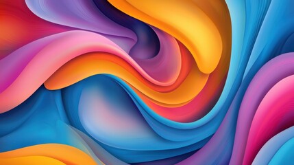 Poster - Vibrant Fluid Art Composition with Flowing Colorful Waves and Swirls