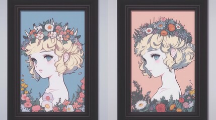 Poster - Elegant blank art frame mock-up, showcasing a collection of poster frames, ideal for displaying artwork in a stylish gallery setting, enhancing interior design aesthetics.