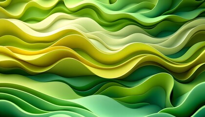 Aufkleber - Green abstract paper carved background.Paper art style of nature concept design. Abstract green wavy shapes background, abstract blue wallpaper background, abstract smooth waves pattern background