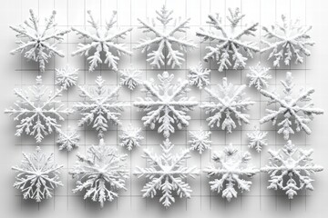 Poster - Intricate grid of small snowflakes creating a lacy winter design for festive decor