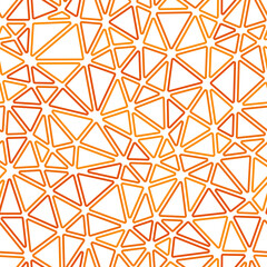 Poster - Abstract background with mosaic triangle shapes. Compact triangles in a monotone style with rounded outlines. Repeatable pattern in an amber glow.