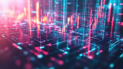 Poster - dynamic data visualization digital space abstract art virtual environment close-up view technology a