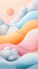 Poster - Serene Pastel Landscape with Flowing Gradients and Organic Shapes