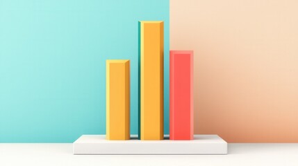Poster - Abstract Minimalist Geometric Shapes Display on Pastel Studio Backdrop