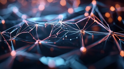 Poster - Futuristic Digital Connectivity Network with Glowing Geometric Patterns