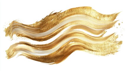 Poster - Dynamic gold brush strokes abstract art digital creation modern aesthetic creative perspective visual elegance for design