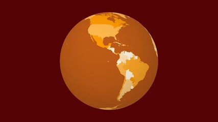 Poster - Rotating globe. Normal sphere view. Fast speed planet rotation. Colored countries style.