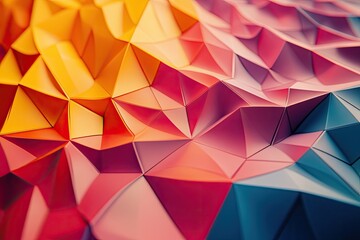 Poster - Abstract Triangular Polygonal Texture in Warm and Cool Tones