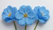 © handa - Surreal close-up of 3 exotic blue flowers isolated on white background, macro detail, professional layout for greeting card design.