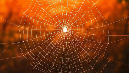 Spider web on orange Background....