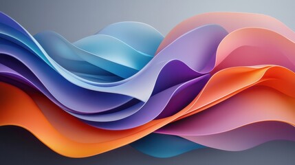 Poster - Mesmerizing Fluid Waves of Vibrant Colors Creating a Captivating Digital Art Composition