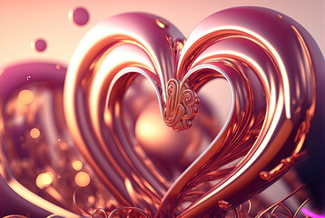 Poster - Shiny metallic heart as a symbol of love on Valentine's Day