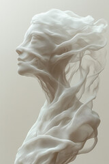 Leinwandbilder - Stylized abstract limbs swirling around a simplified, central human trunk on a subdued off-white backdrop,