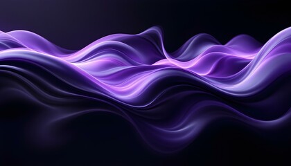 Leinwandbilder - A purple abstract background with wavy lines and curves in the center of the image and a black background. Blue and purple abstract backgrounds with wavy lines ideal for creative design projects