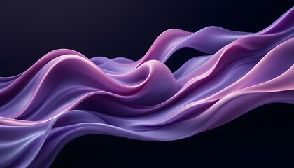 Leinwandbilder - A purple abstract background with wavy lines and curves in the center of the image and a black background. Blue and purple abstract backgrounds with wavy lines ideal for creative design projects