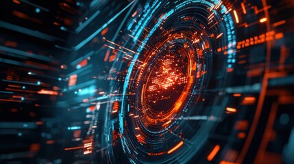 Poster - Futuristic Sci Fi Digital Technology Energy Glowing Network Interface Display Background