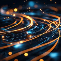 Poster - Dynamic Luminous Trails of Abstract Blurred Lights in Motion Against Dark Background