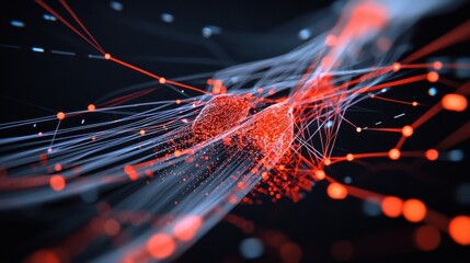 Poster - Vibrant Digital Energy Explosion with Luminous Particles Intertwining in Motion