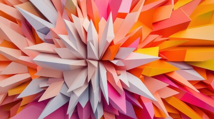 Poster - Vibrant Geometric Abstract Digital Art Composition with Captivating Kaleidoscopic Patterns