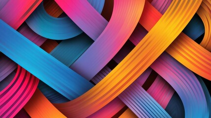 Poster - Vibrant Colorful Abstract Fluid Graphic Pattern Design with Flowing Curved Lines and Shapes