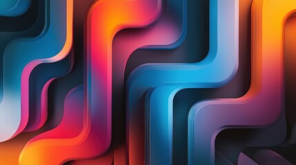 Poster - Colorful Abstract Dynamic Wave Patterns Digital Graphic Art