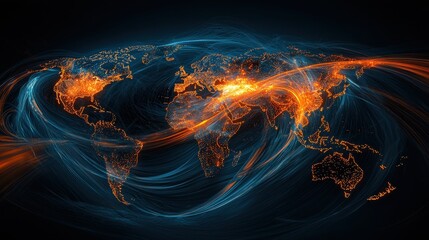 Poster - Glowing Global Network of Digital Data Connections and Commerce