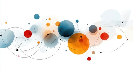 Poster - Abstract Geometric Composition with Colorful Interconnected Spheres and Shapes