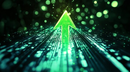 Poster - Digital growth arrow abstract background graphic design futuristic environment close-up viewpoint progress concept