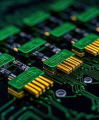 Poster - Green and Gold SIM Cards on a Circuit Board